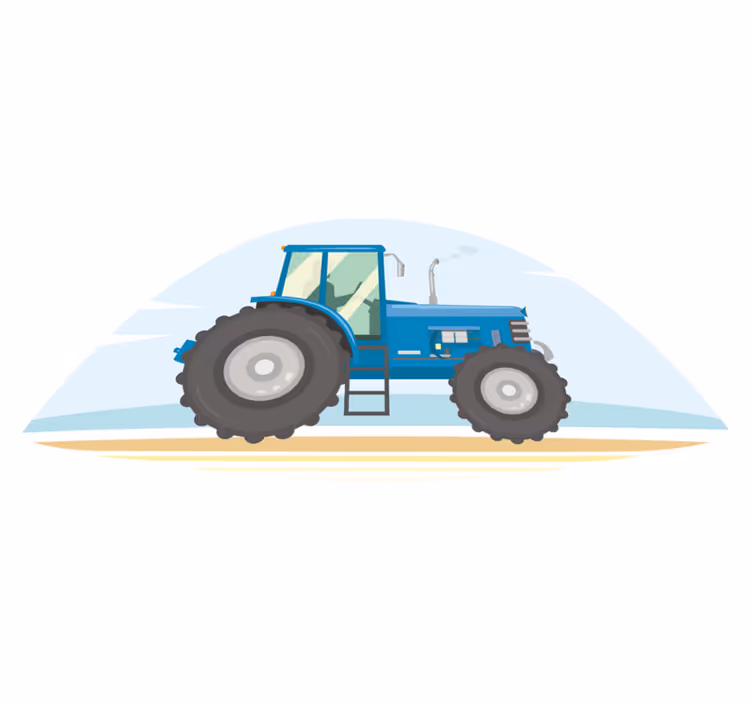 Animal vinyl rug with blue tractor illustration - TenStickers