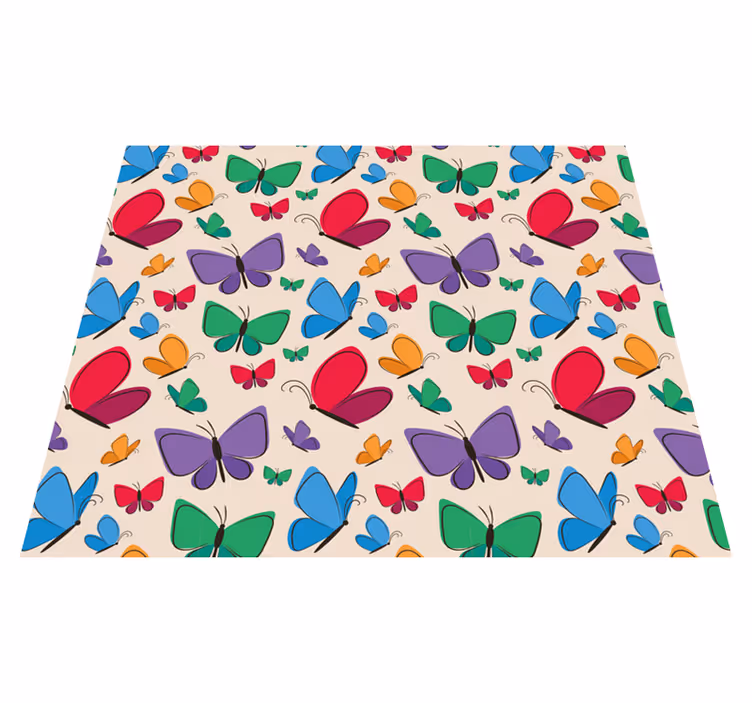 Animal vinyl rug butterflies flying for kids room - TenStickers