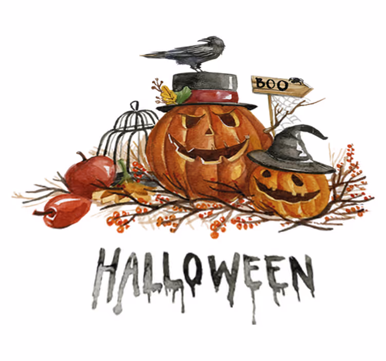 Halloween vinyl rug with scary pumpkins - TenStickers