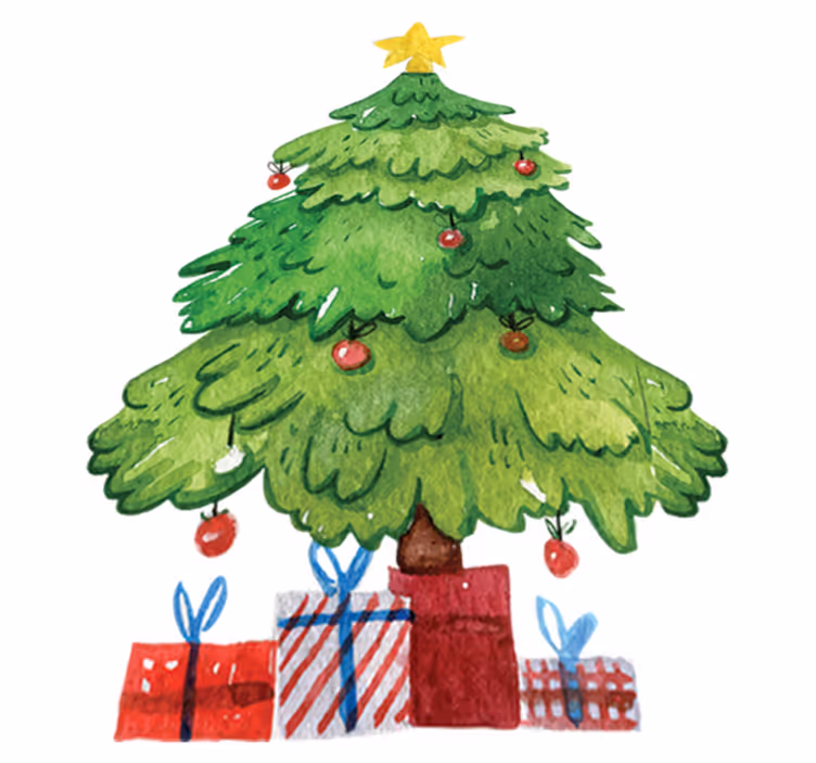 Christmas vinyl rug tree with gifts - TenStickers
