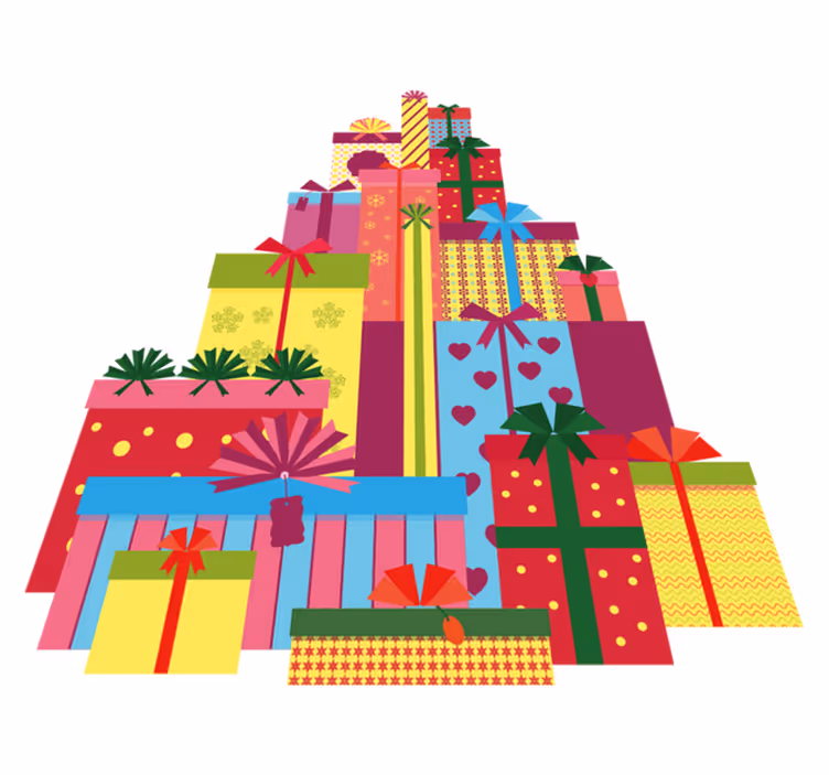 Christmas vinyl rug big pile of gift boxes - TenStickers