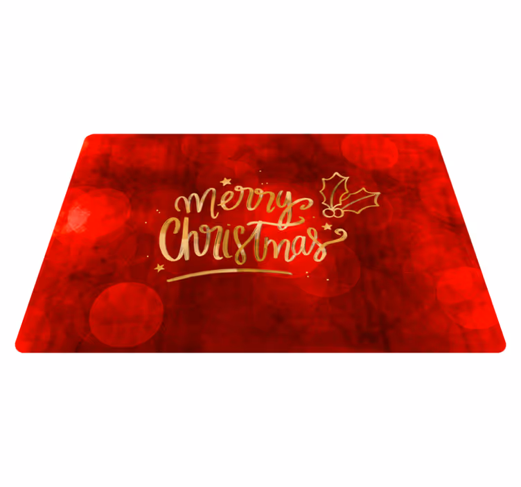 Christmas vinyl rug merry christmas in red laptop - TenStickers