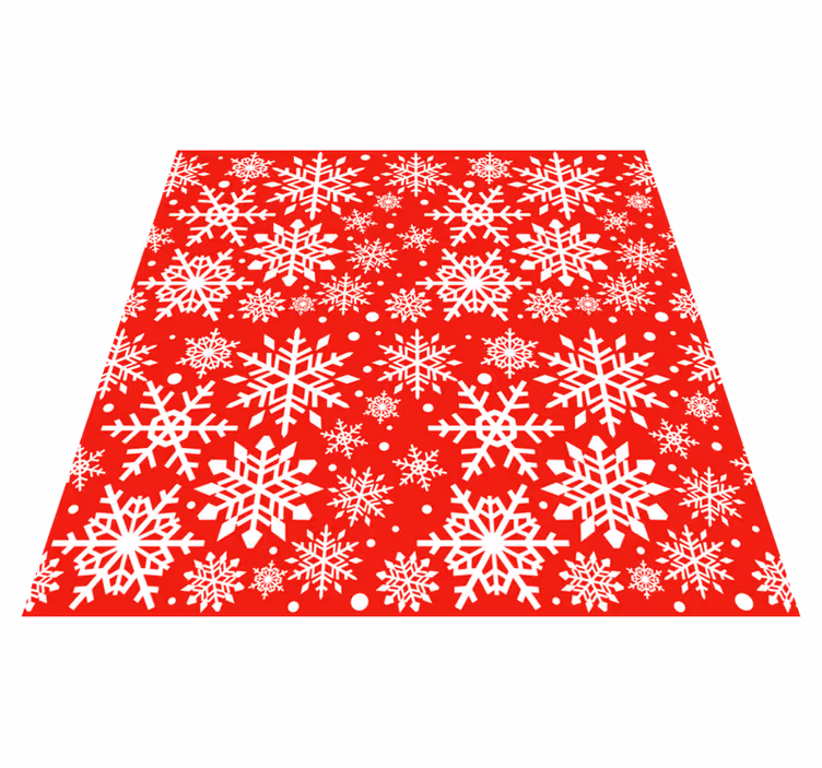 Christmas vinyl rug red snowflakes design - TenStickers