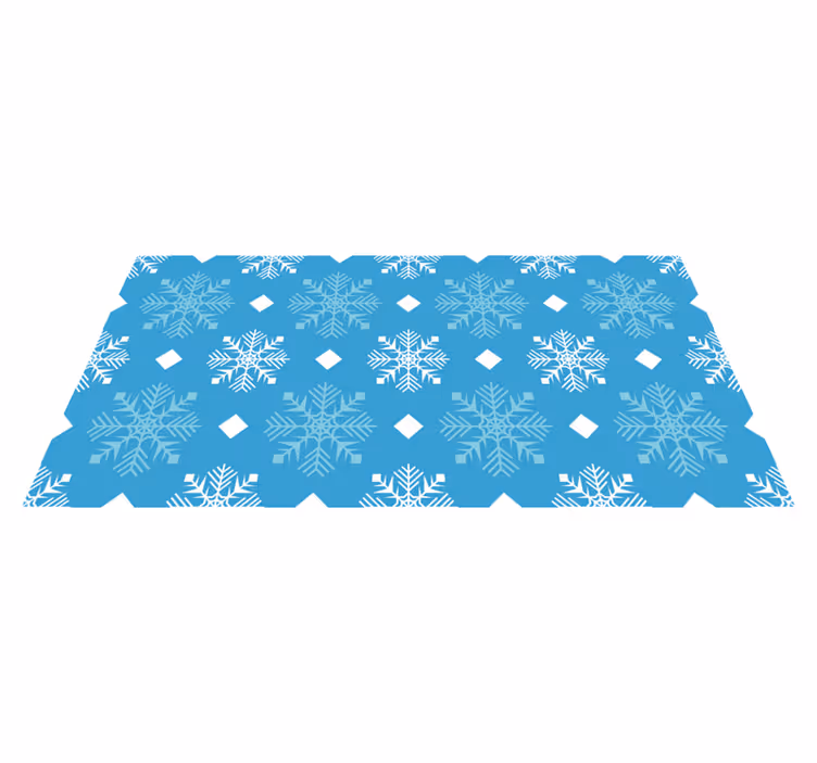 Christmas vinyl rug in blue snowflake tones - TenStickers