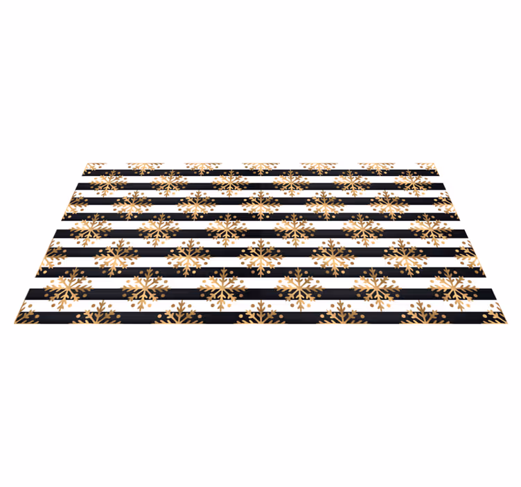 Christmas vinyl rug with golden snowflakes stripes - TenStickers