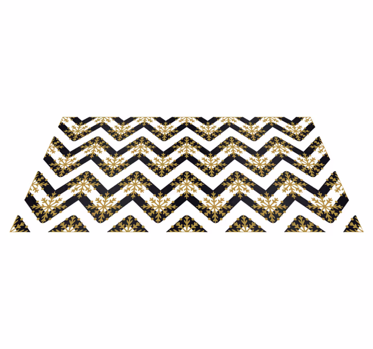 Christmas vinyl rug with golden snowflakes on stripes - TenStickers