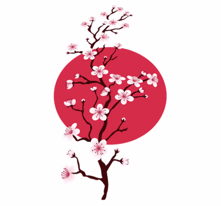Flower vinyl rug cherry blossom branches - TenStickers