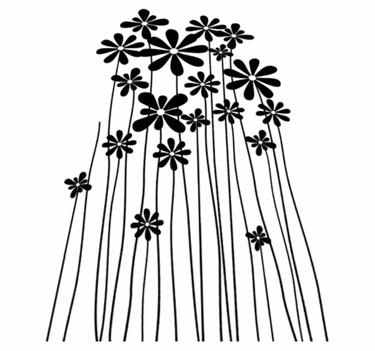 Black big flowers flower vinyl rug - TenStickers