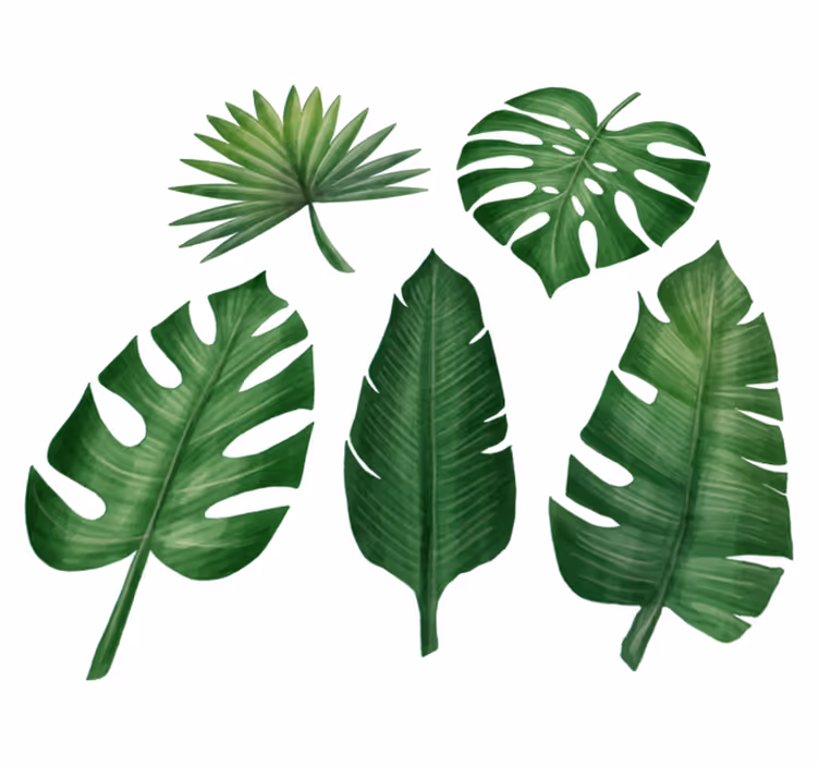 Flower vinyl rug realistic tropical leaf collection - TenStickers