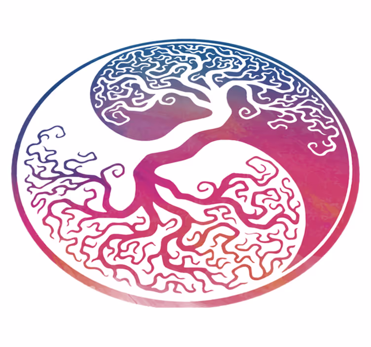 Yin yang tree of life flower vinyl rug - TenStickers