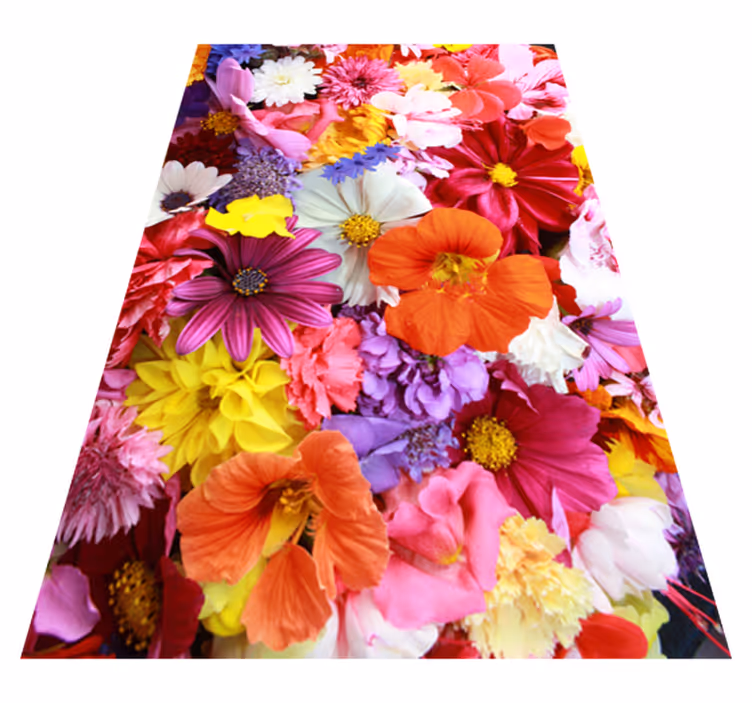 Flower vinyl rug with a variety of colorful blooms - TenStickers