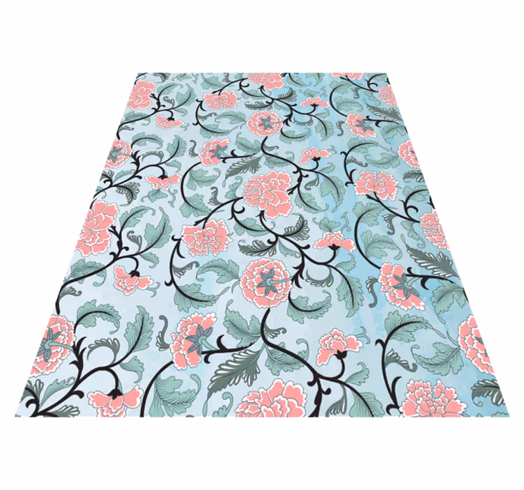 Flower vinyl rug with japanese floral design - TenStickers