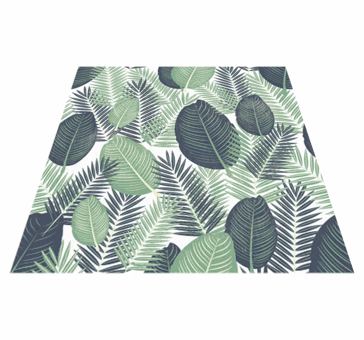 Flower vinyl rug with large green plants - TenStickers