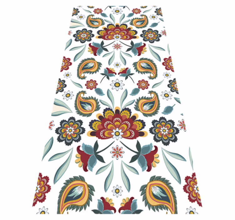 Flower vinyl rug with ethnic floral design - TenStickers