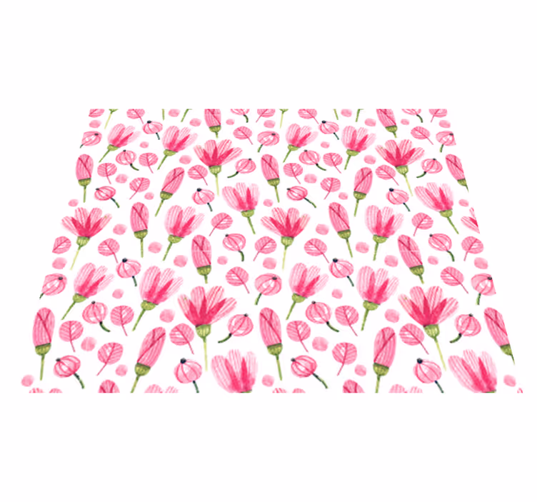 Pink aquarelle flowers flower vinyl rug - TenStickers