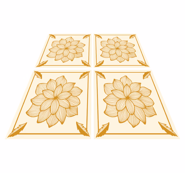 Flower vinyl rug floral bandana paisley tile - TenStickers