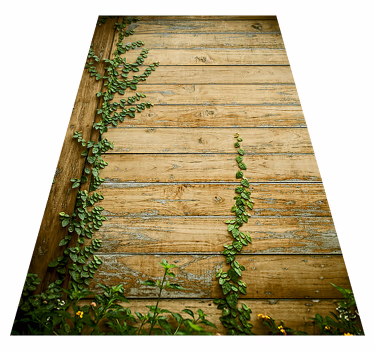 Flower vinyl rug with vines on wood design - TenStickers