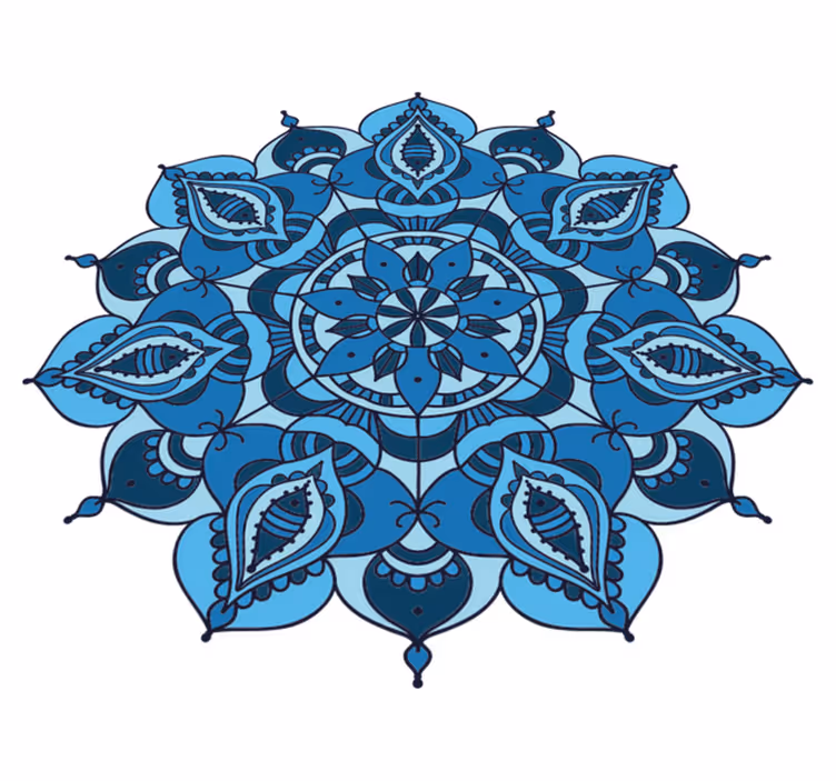Flower vinyl rug lotus blue mandala - TenStickers