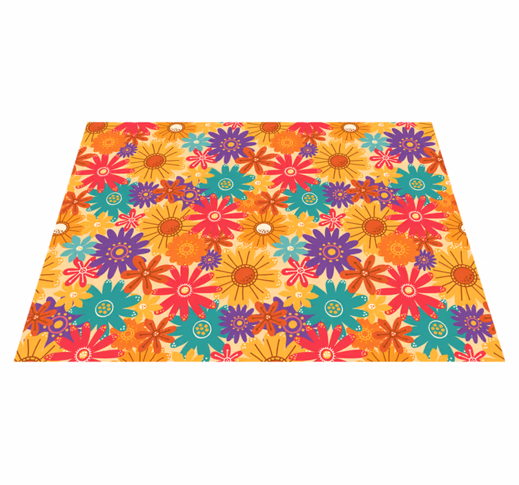 Flower vinyl rug abundance of blooms - TenStickers