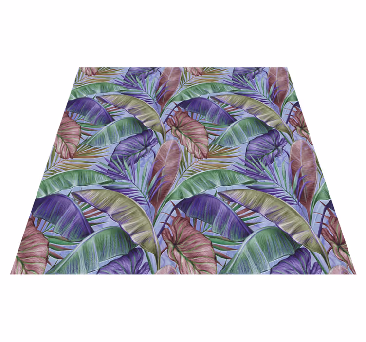 Flower vinyl rug with tropical leaf design - TenStickers