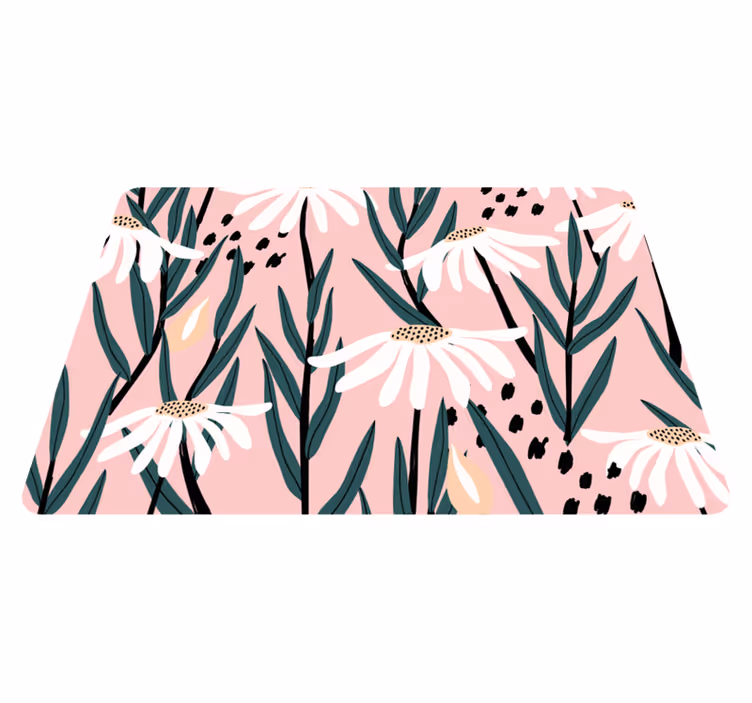 Flower vinyl rug daisy flowers on pink background - TenStickers