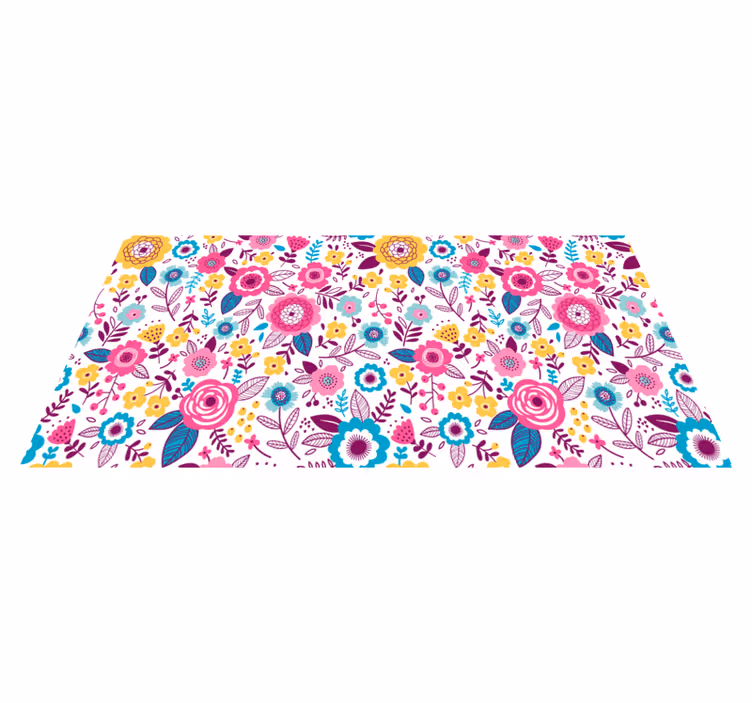 Flower vinyl rug kallax pink flowers - TenStickers