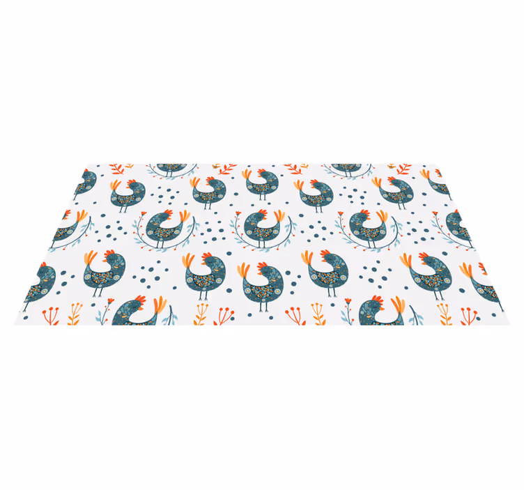 Flower vinyl rug with chickens and flowers - TenStickers
