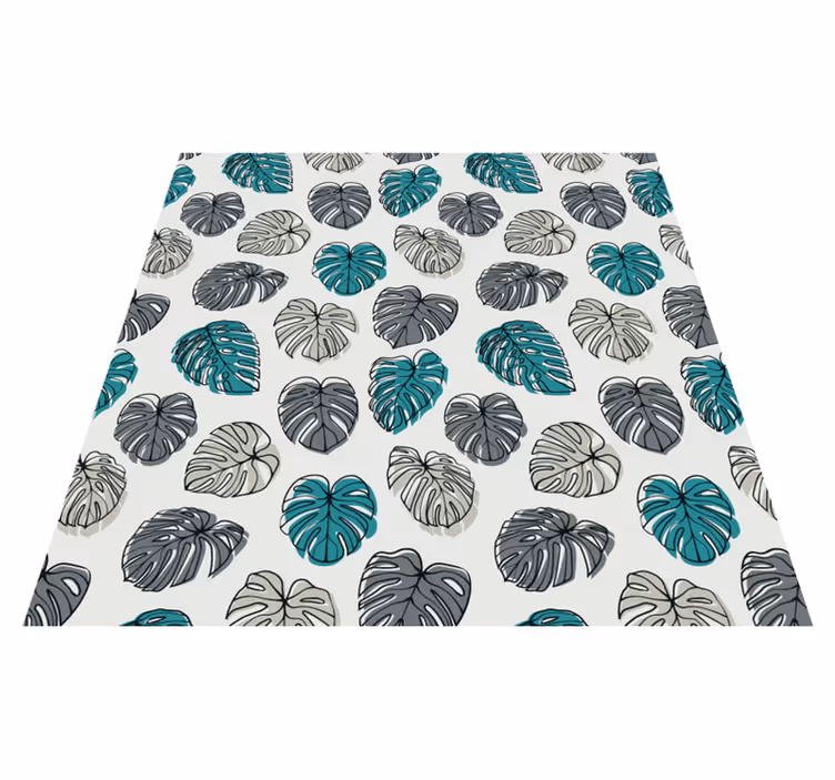 Flower vinyl rug with abstract tropical leaves - TenStickers