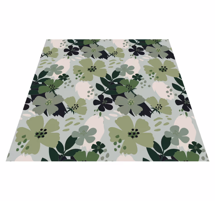 Flower vinyl rug in green tones leaves pattern - TenStickers