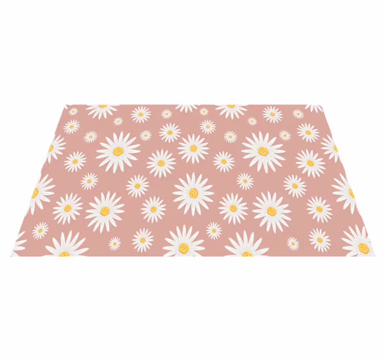 Flower vinyl rug cute pink daisy design - TenStickers