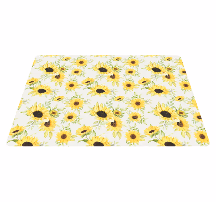 Flower vinyl rug with beautiful watercolor sunflower pattern - TenStickers