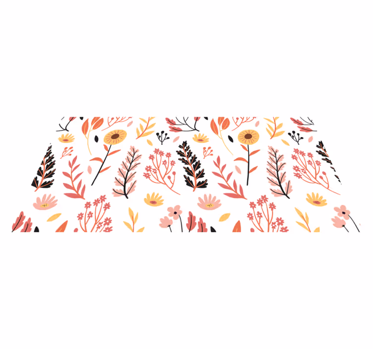 Colorful flowers on a white background flower vinyl rug - TenStickers