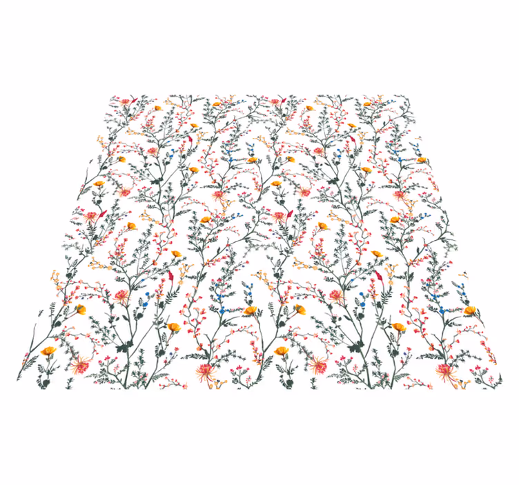 Flower vinyl rug with thin minimalistic blooms - TenStickers