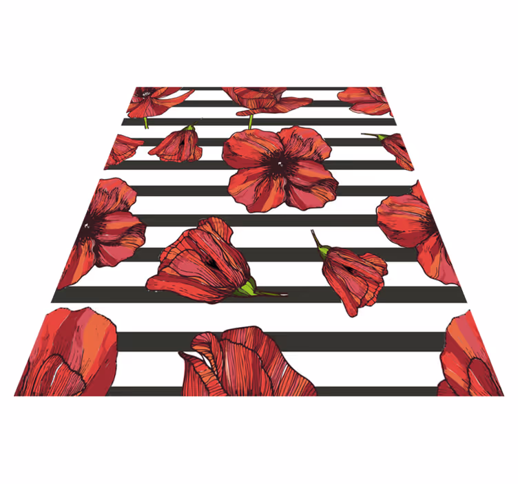 Flower vinyl rug polish poppy flowers - TenStickers