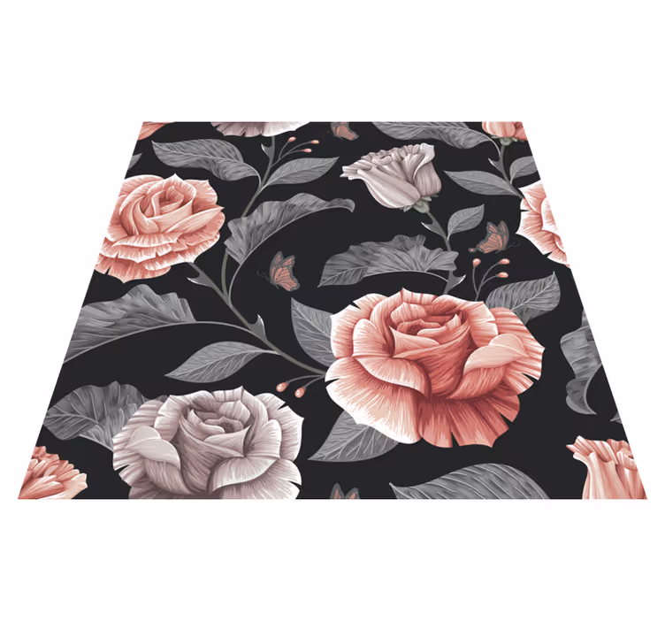Flower vinyl rug with roses design - TenStickers