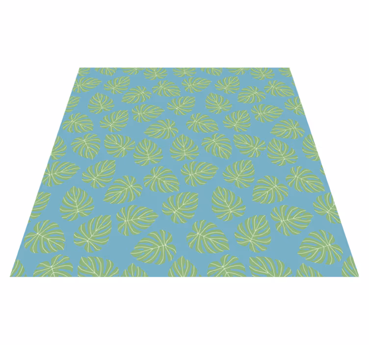 Flower vinyl rug with summer green leaves design - TenStickers