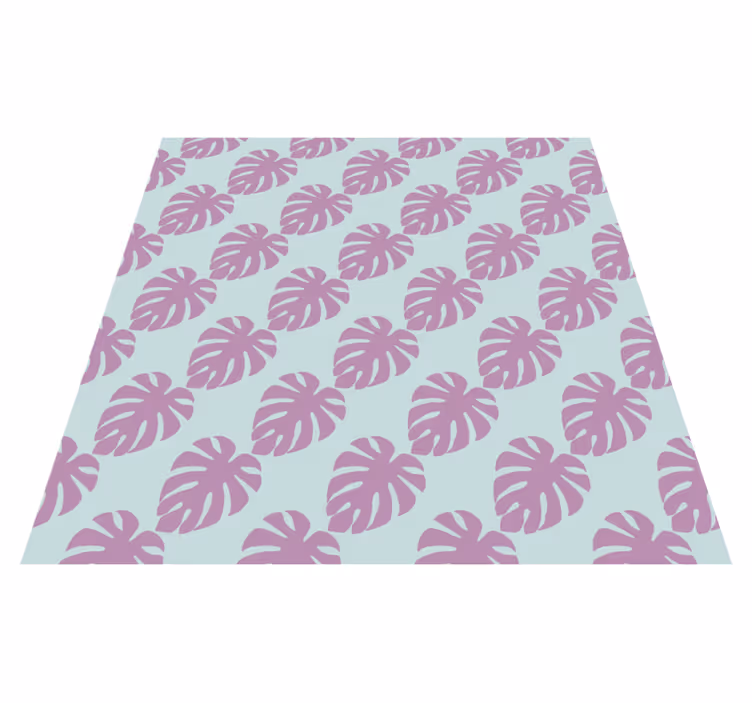 Flower vinyl rug with blue and pink leaf patterns - TenStickers