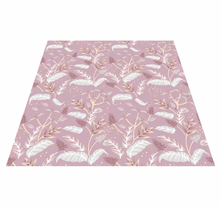 Flower vinyl rug vintage pink tropical leaf design - TenStickers