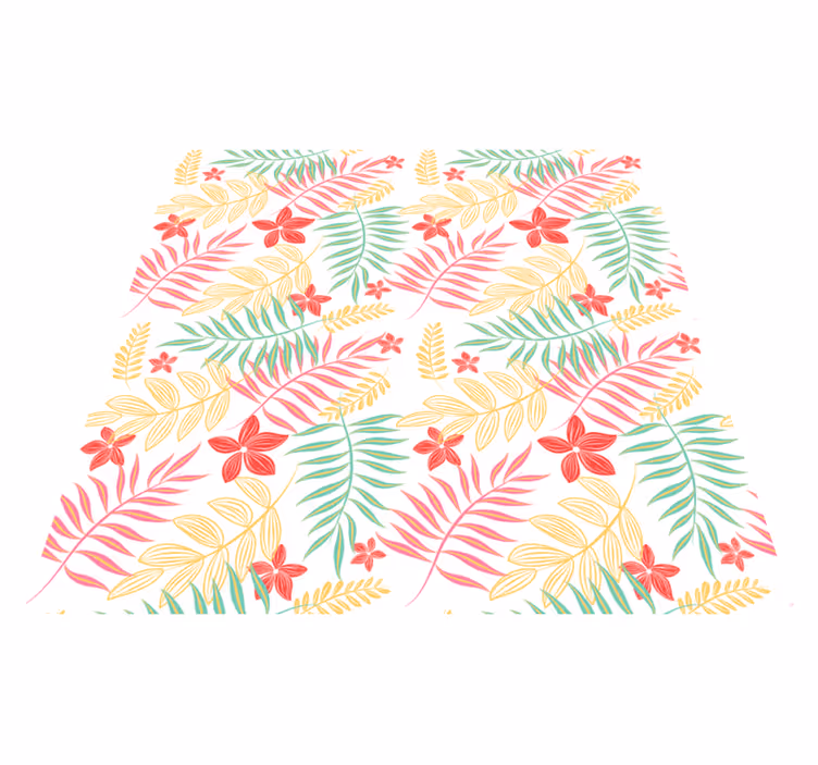 Flower vinyl rug neon leaves pattern - TenStickers