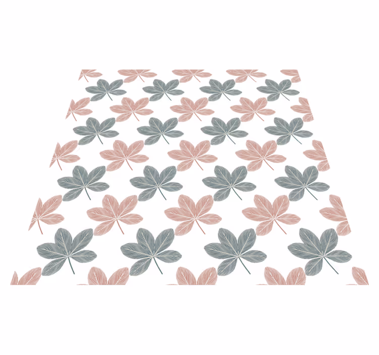 Flower vinyl rug in pink and blue leaves design - TenStickers