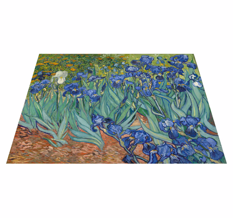 Flower vinyl rug inspired by van gogh flowers - TenStickers