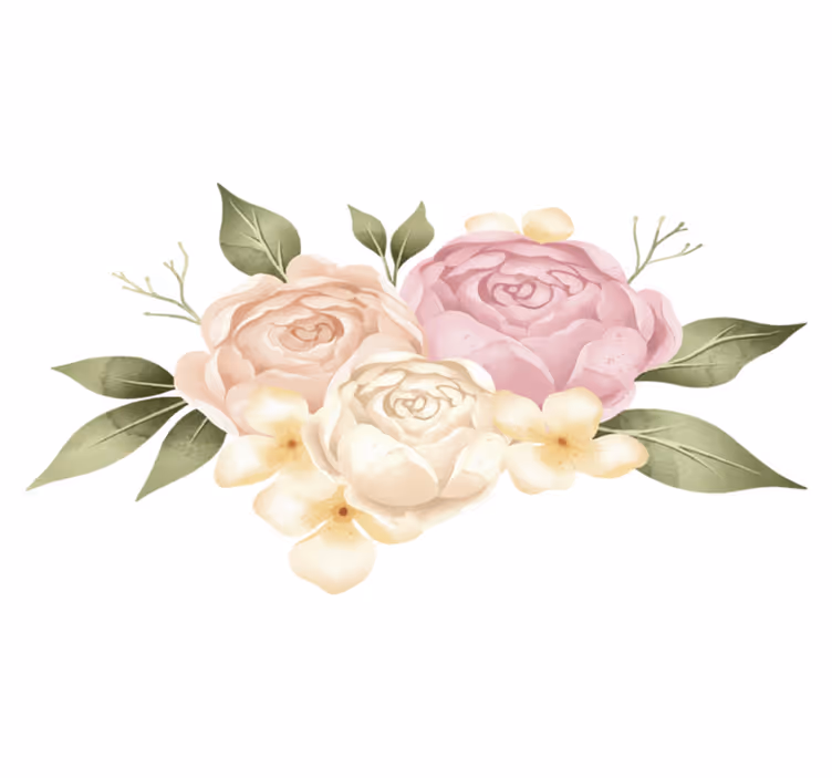 Flower vinyl rug watercolor peony design - TenStickers