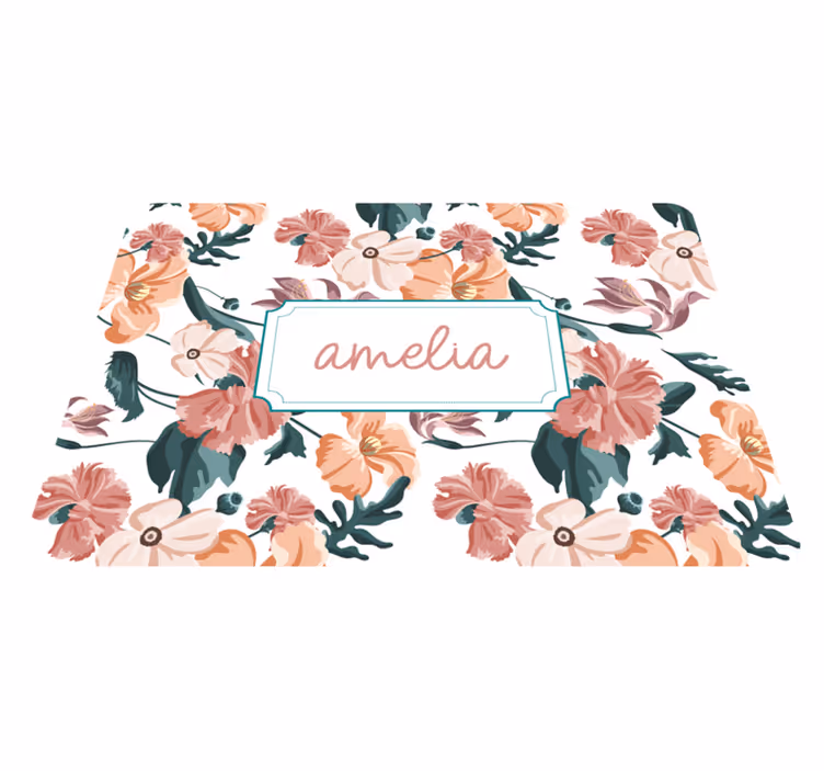 Flower vinyl rug with beautiful pastel floral design - TenStickers