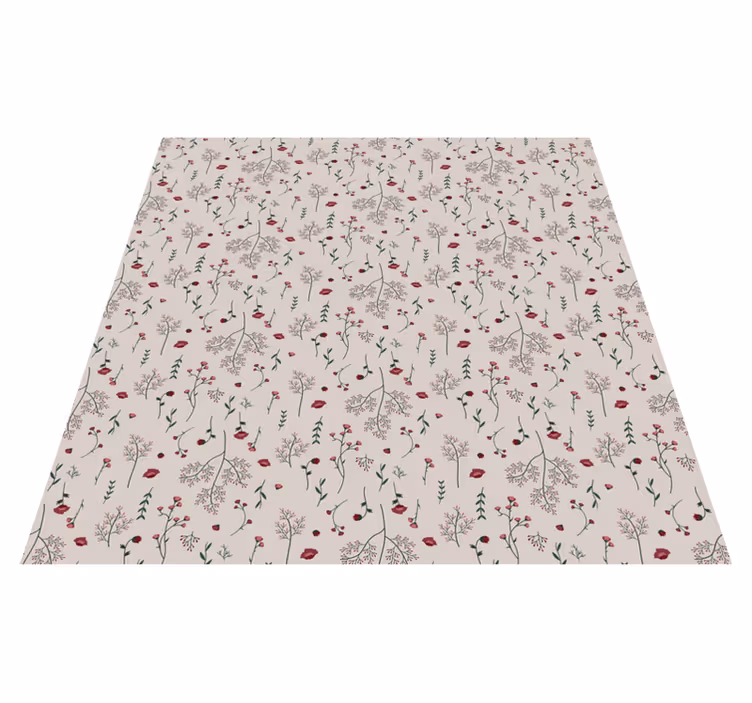 Flower vinyl rug with minimalistic red floral design - TenStickers