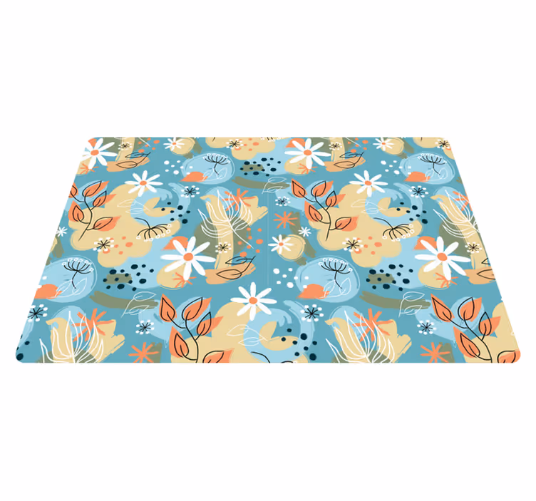 Flower vinyl rug with abstract floral design - TenStickers