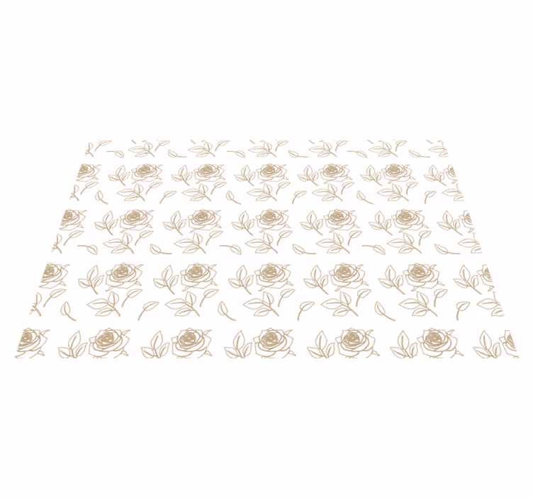 Flower vinyl rug with detailed rose pattern on beige - TenStickers