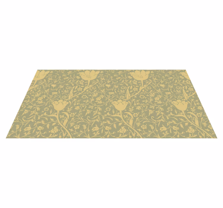 Flower vinyl rug in gold and green style - TenStickers