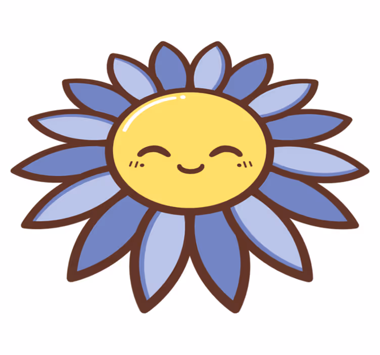 Flower vinyl rug silhouette happy purple flower - TenStickers
