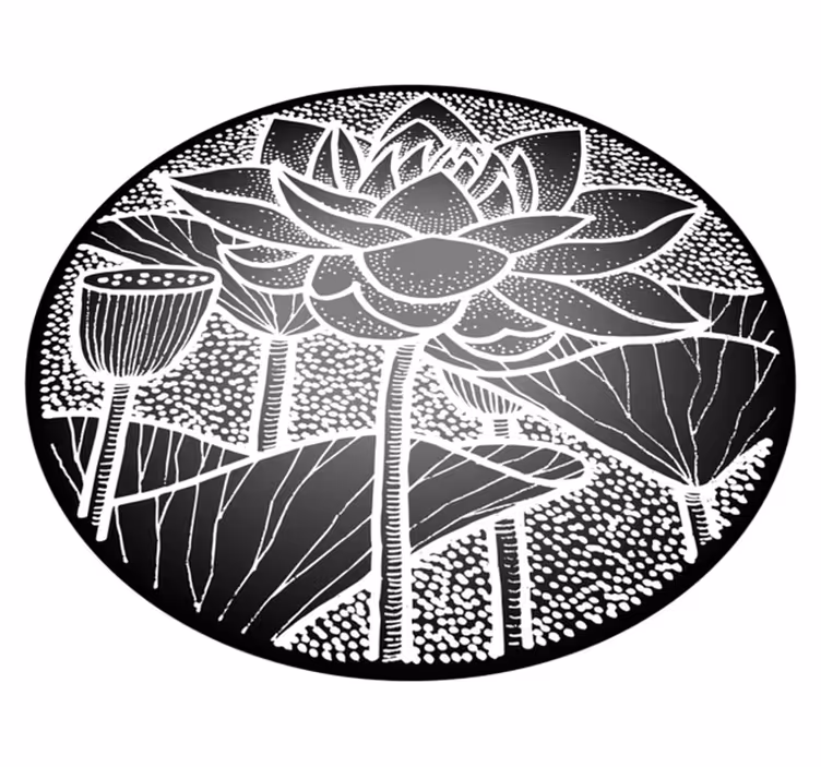 Flower vinyl rug in lotus flower traditional style - TenStickers