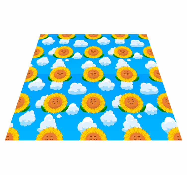 Funny yellow smiling flower vinyl rug - TenStickers